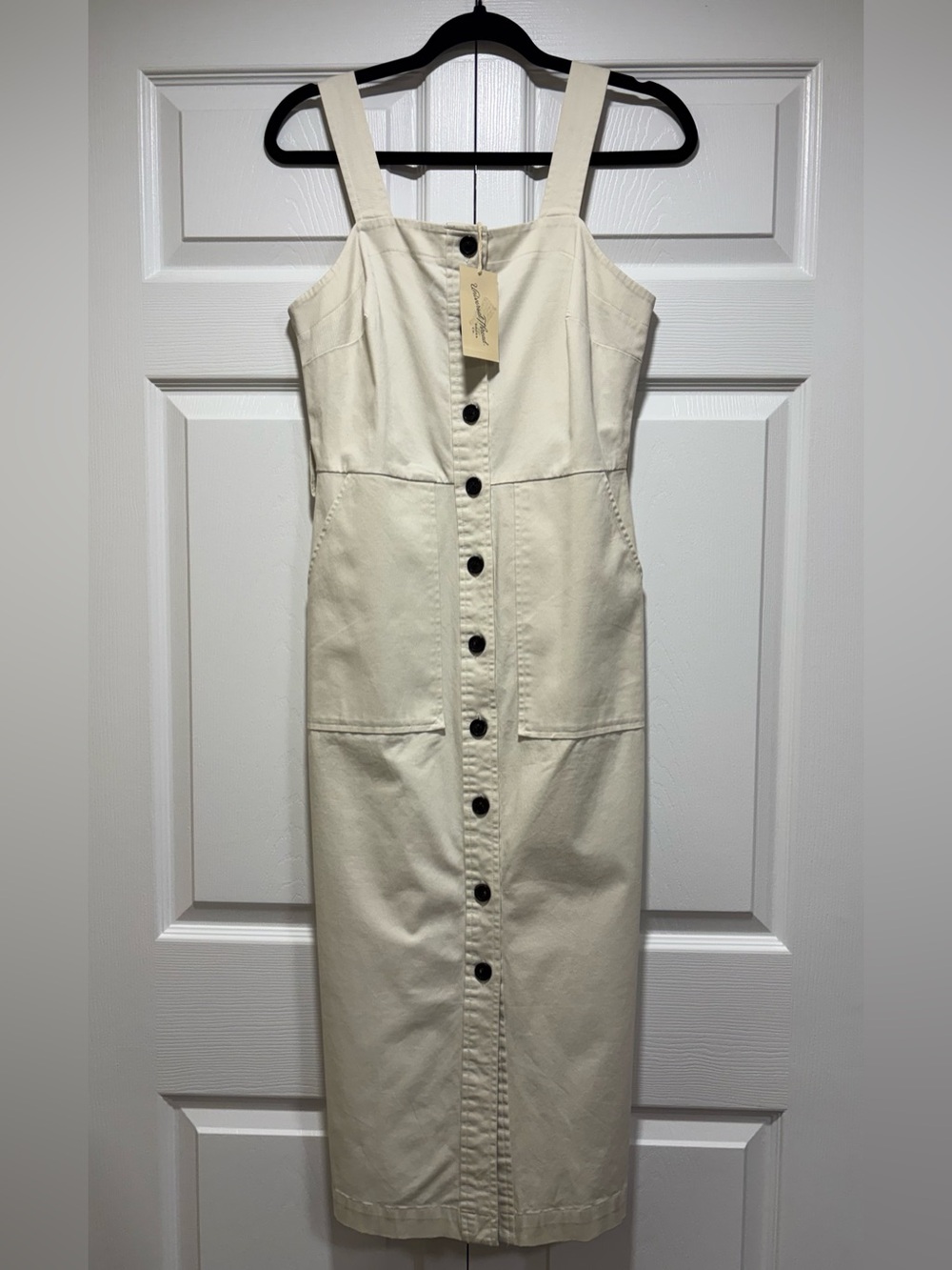 Universal Thread Ivory Button Front Midi Dress XS NWT Missing Belt